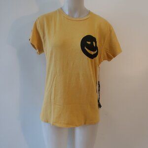 NWT Womens Backstage All Access Yellow, Black Graphic T-Shirt XS